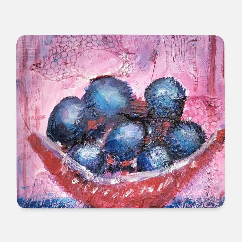 Blueberrys auf Pastellhintergrund - Mousepad (Querformat) - Weiß