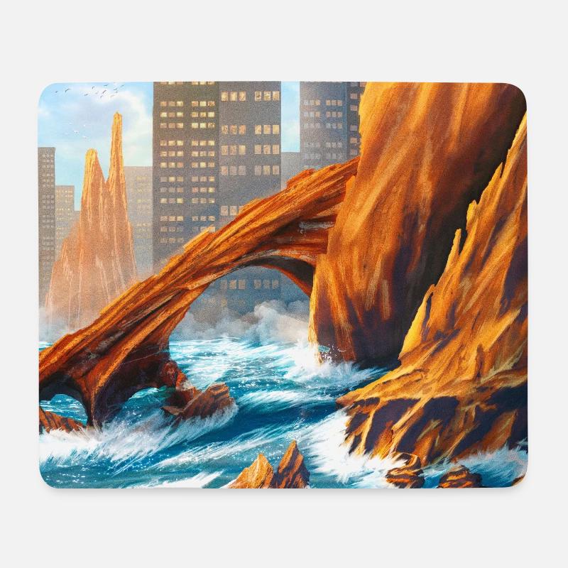 Urbaner Küstenbogen in Meer und Stadt - Mousepad (Querformat) - Weiß