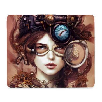 Steampunk Woman with Mechanical goggles - Mouse Pad (horizontal) - white - Front