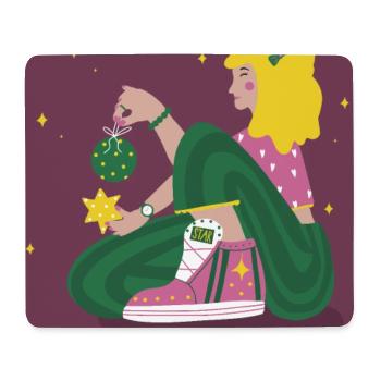 Christmas-Girl with stars - Mousepad (Querformat) - Weiß - Vorne