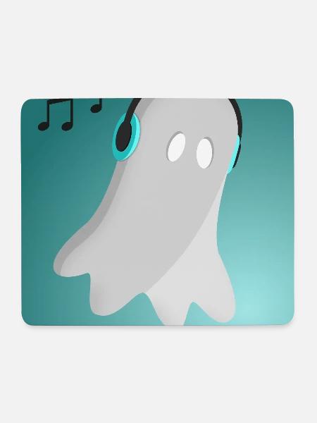 Geist mit Kopfhörern - Mousepad (Querformat) - Weiß
