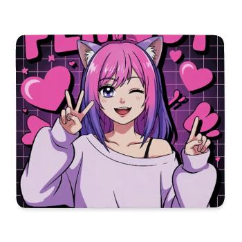 Mignon Anime Femboy avec des oreilles de chat - Tapis de souris (format paysage) - blanc - Devant