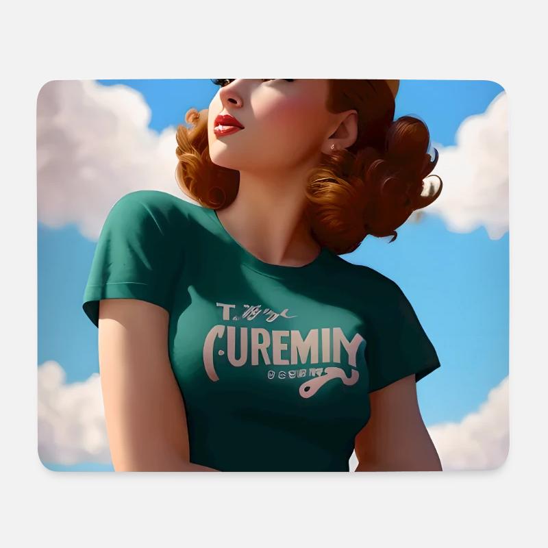 Retro-Dame unter dem Himmel – GBC - Mousepad (Querformat) - Weiß