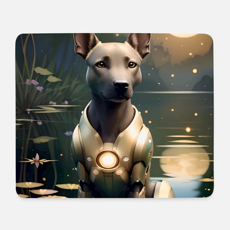 GBC Galaxy Wachhund _ Nachtroboterhund im Licht - Mousepad (Querformat) - Weiß