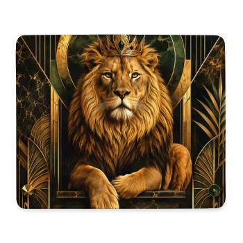 Löwe mit Krone im Gold-Design - Mousepad (Querformat) - Weiß - Vorne