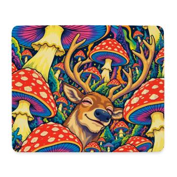 Psychedelische Rentiere und Amanita - Mousepad (Querformat) - Weiß - Vorne