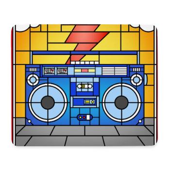 Stained Glass Boombox Illustration - Mouse Pad (horizontal) - white - Front