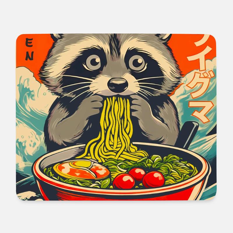 kawaii Raccoon  - Mousepad (Querformat) - Weiß
