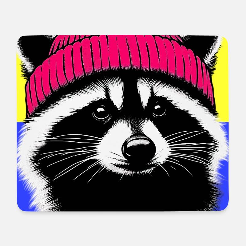 Waschbär - Mousepad (Querformat) - Weiß