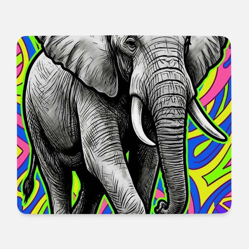 éléphant - Tapis de souris (format paysage) - blanc