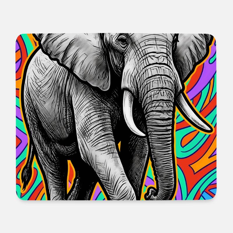 éléphant - Tapis de souris (format paysage) - blanc