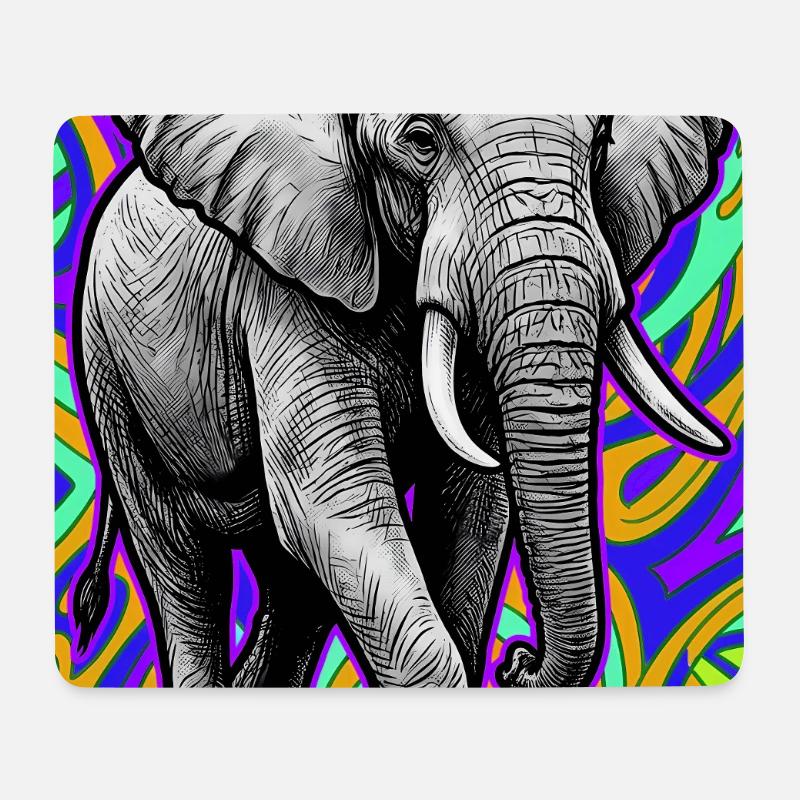 éléphant - Tapis de souris (format paysage) - blanc