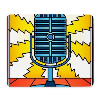 Microphone vintage en vitrail - Tapis de souris (format paysage) - blanc - Devant