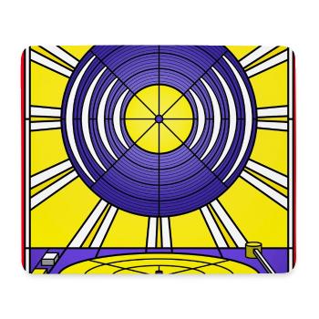 Vinyle en vitrail et platine vinyle - Tapis de souris (format paysage) - blanc - Devant
