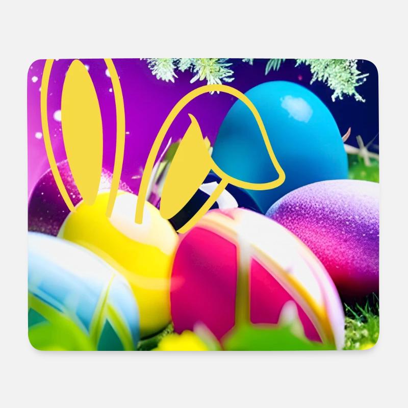 Ostereier mit Bunny-Umriss Hasenohren - Mousepad (Querformat) - Weiß