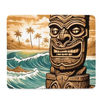 Tiki Statue am Strand - Mousepad (Querformat) - Weiß - Vorne