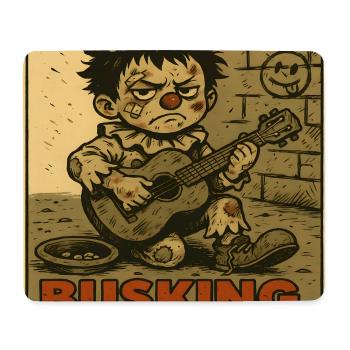 Garçon clown de rue avec affiche de guitare - Tapis de souris (format paysage) - blanc - Devant