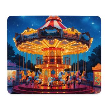 Nachtkarussell im Lichterglanz - Mousepad (Querformat) - Weiß - Vorne