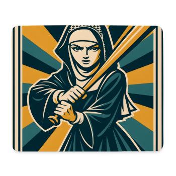 Nonne avec une batte de baseball - Tapis de souris (format paysage) - blanc - Devant