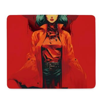 Woman with Orange Coat Wide Hat - Mouse Pad (horizontal) - white - Front