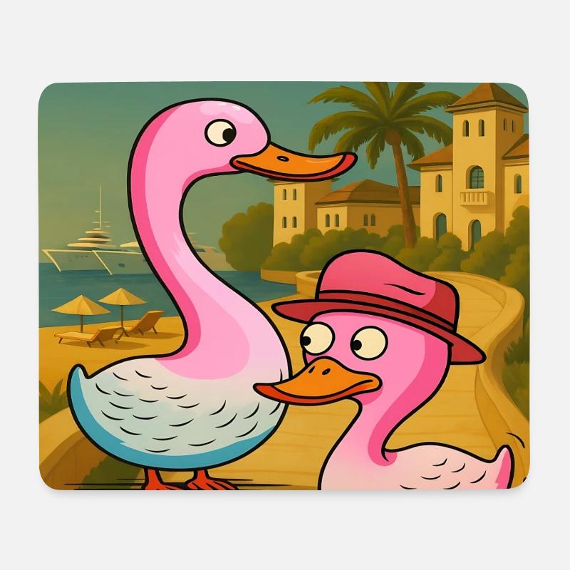 Affiche de voyage Canards et Oies - Tapis de souris (format paysage) - blanc