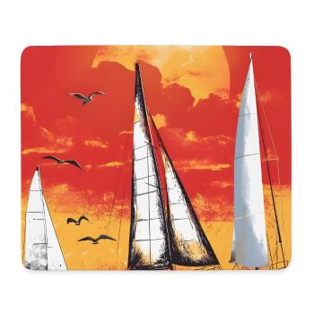 Sonnenuntergang mit Segelboot - Mousepad (Querformat) - Weiß - Vorne