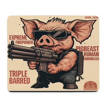 Pigminator Retro Waffen-Cover - Mousepad (Querformat) - Weiß - Vorne