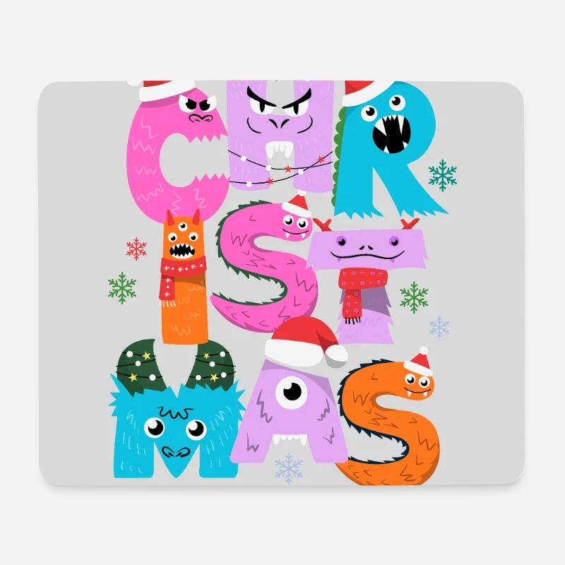 Lustige Weihnachtsmonster - Mousepad (Querformat) - Weiß