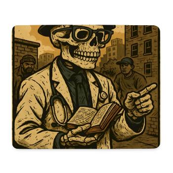 Skeleton doctor with book in retro style - Mouse Pad (horizontal) - white - Front