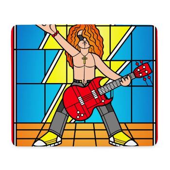 Buntglas-Rocker mit roter Gitarre - Mousepad (Querformat) - Weiß - Vorne