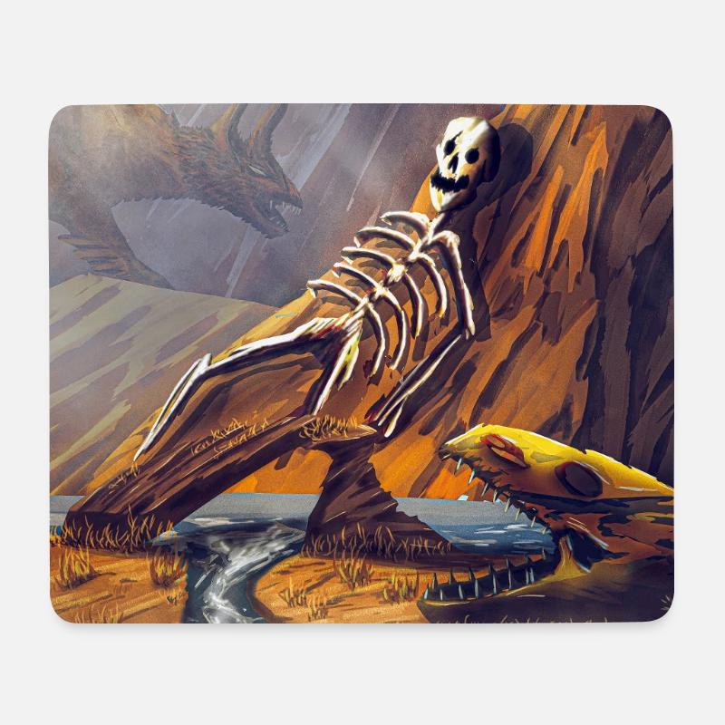 Drachenskelett in der Kanone - Mousepad (Querformat) - Weiß
