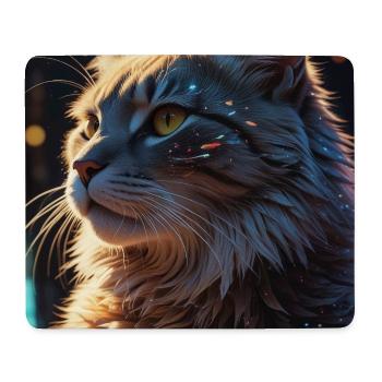 Sternenpfote: Neon-Katze im Licht - Mousepad (Querformat) - Weiß - Vorne