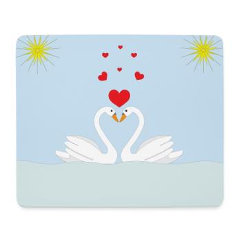 Zwei weiße Liebesschwäne im Wasser und rote Herzen - Mousepad (Querformat) - Weiß - Vorne