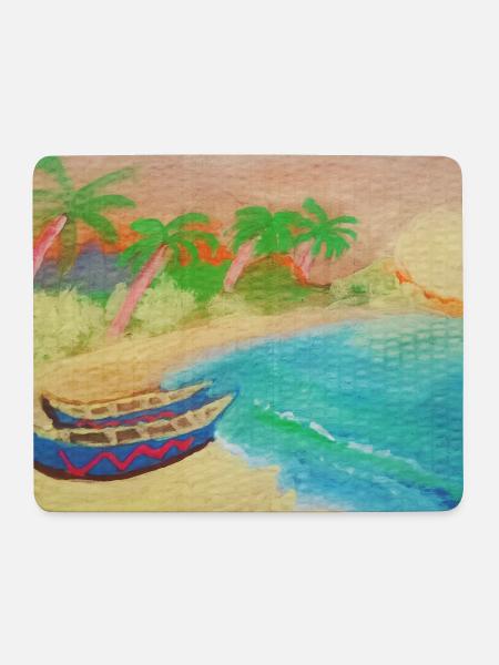 Insellandschaftsstrand und heißer Sand - Mousepad (Querformat) - Weiß