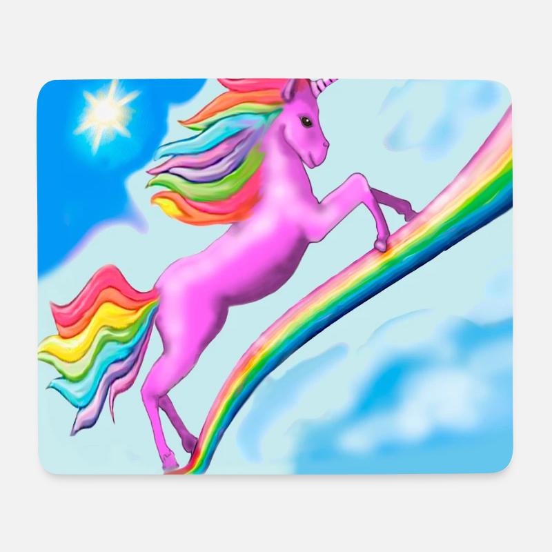 Licorne et arc-en-ciel - Tapis de souris (format paysage) - blanc