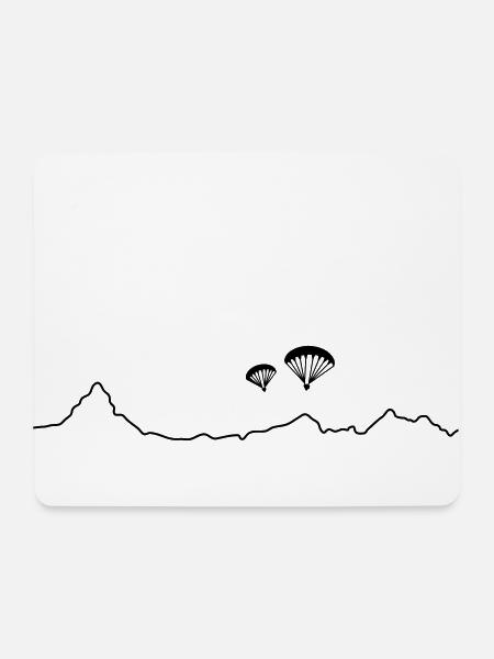2 Paraglider über Bergkulisse - Mousepad (Querformat) - Weiß