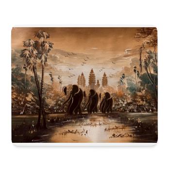 Three elephants and a palm - Tapis de souris (format paysage) - blanc - Devant