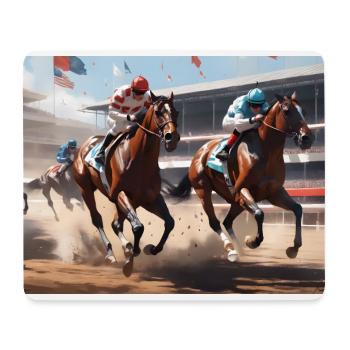 Pferderennen #1 - Mousepad (Querformat) - Weiß - Vorne
