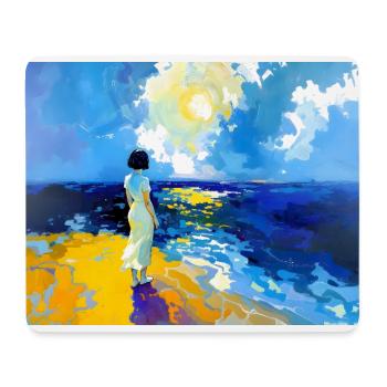 Maman sur la plage - Tapis de souris (format paysage) - blanc - Devant