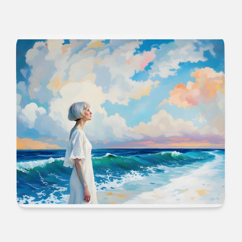 Mama am Strand 3 - Mousepad (Querformat) - Weiß