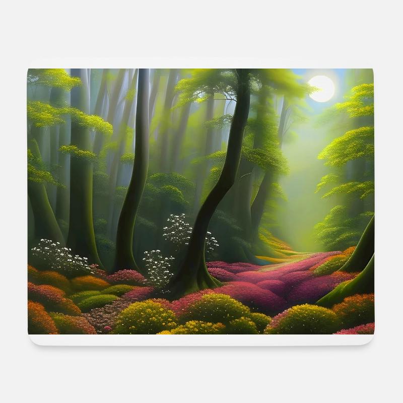 Sunlight floods the forest - Mouse Pad (horizontal) - white