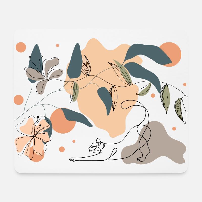 Spring, Cat and Flowers - Mouse Pad (horizontal) - white