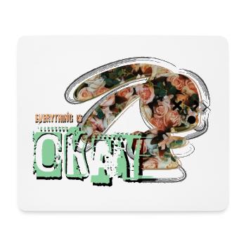 Everything is okay – niedliches Blumen-Häschen - Mousepad (Querformat) - Weiß - Vorne