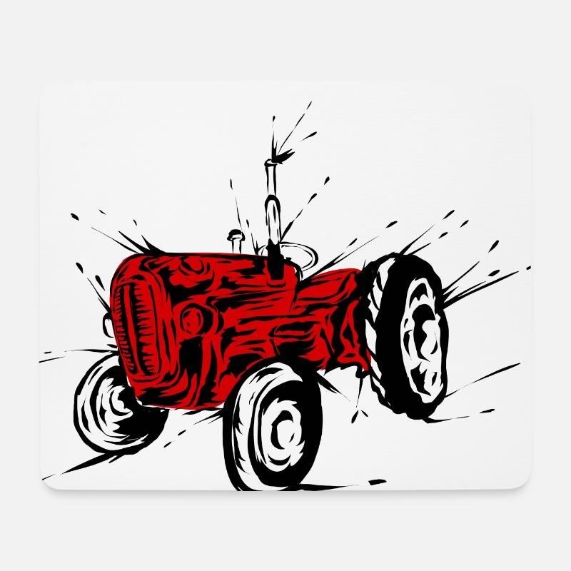 Alter roter Traktor - Mousepad (Querformat) - Weiß