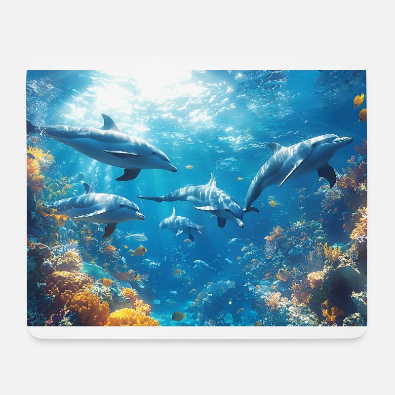 Delfin Tümmler Meeressäuger Delfinschule - Mousepad (Querformat) - Weiß