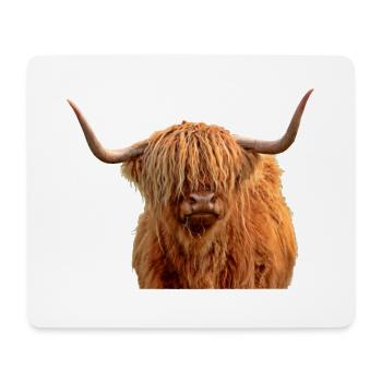 Portrait of a red Scottish highland cattle - Mouse Pad (horizontal) - white - Front