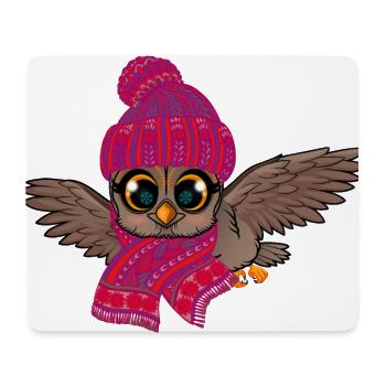 Frosteule Eule Frostbeule Herbst Winter - Mousepad (Querformat) - Weiß - Vorne