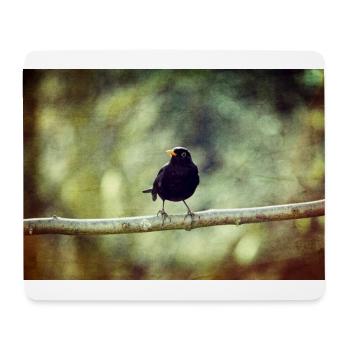 Le merle noir - Tapis de souris (format paysage) - blanc - Devant