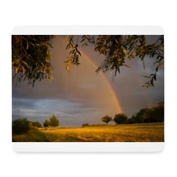 Goldene Wiese mit Regenbogen - Mousepad (Querformat) - Weiß - Vorne