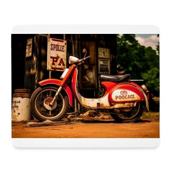 Old Gas Pump and Scooter - Mouse Pad (horizontal) - white - Front